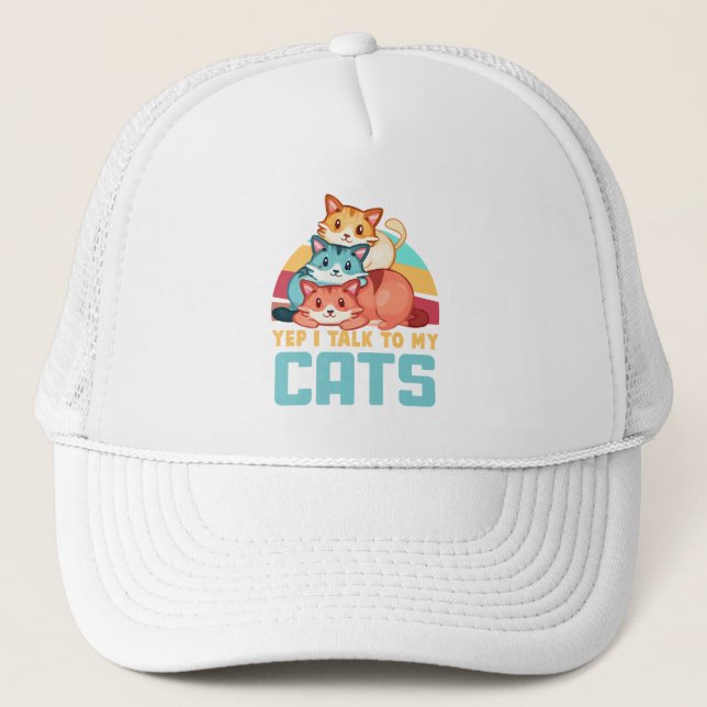 Ja, jag pratar med min katter-trio Cat Design 2 Keps (Framsida)
