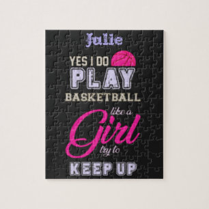Ja, jag spelar basketboll som en Rosa Lila Pussel