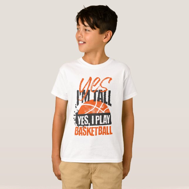 Ja Jag Spelar Basketboll Typografi T Shirt (Hel framsida)