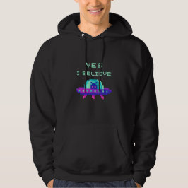 Ja, jag tror att Alien Flies UFO:s rymdskepp Pixel Hoodie