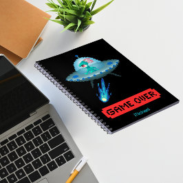 Ja jag tror på Alien Flying UFO Spaceship Pixel Ar Anteckningsbok