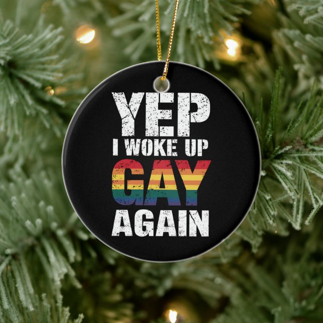 Ja, jag vaknade igen som gay Pride regnbåge Queer  Julgransprydnad Keramik (Träd)
