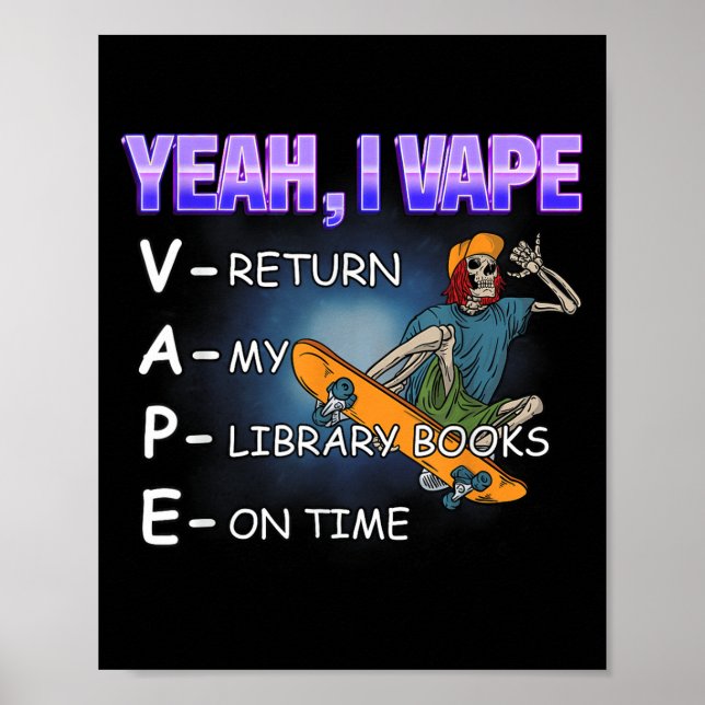 Ja, jag Vape Bibliotek Bokar Meme Funny Stupid Abs Poster (Framsidan)