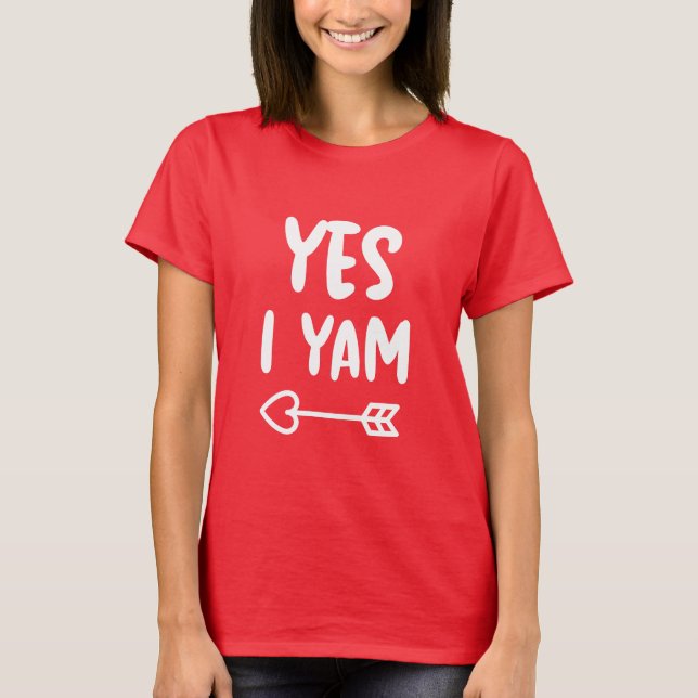 Ja, jag Yam-Valentineser som matchar par Girlkompi T Shirt (Framsida)