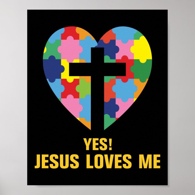 Ja, Jesus Kärlek Me Autism Heart Poster (Framsidan)
