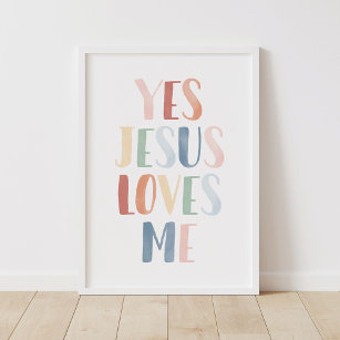 Ja, Jesus Kärlek Me Rainbow Nursery Decor Poster