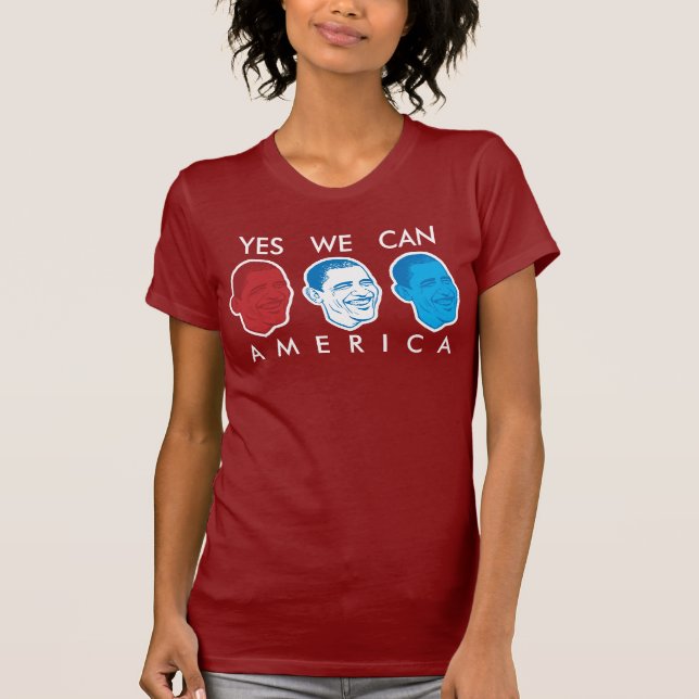 "Ja kan vi den Amerika" Obama T-tröja Tee (Framsida)