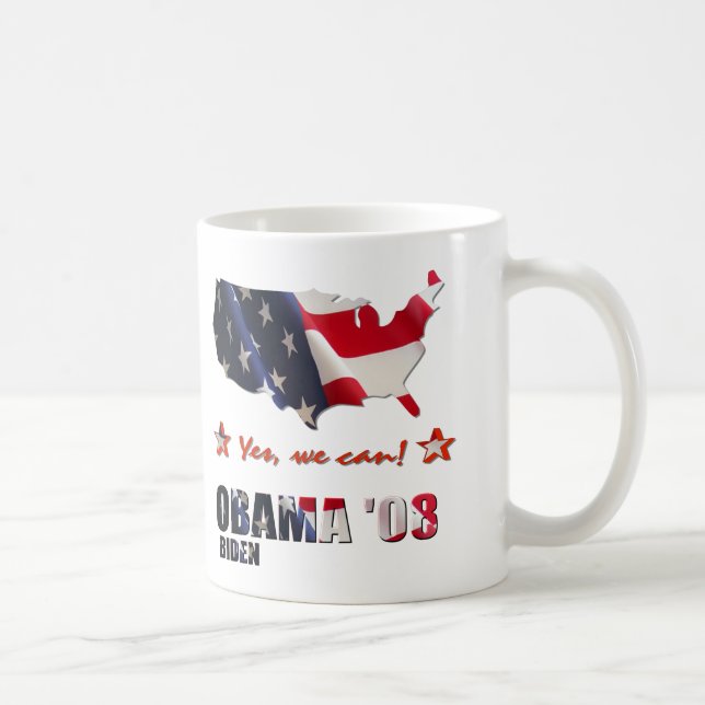 Ja kan vi den Obama Biden muggen 2008 Kaffemugg (Höger)
