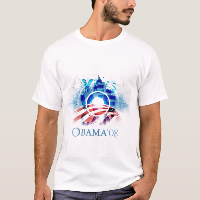 JA KAN VI t-skjortan Obama'08 T Shirt (Framsida)