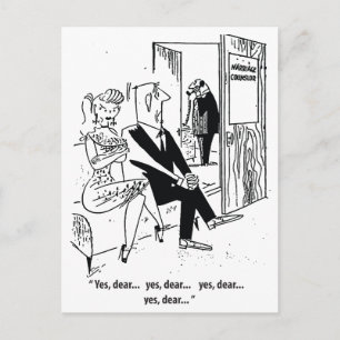 Ja kära, äktenskapsrådgivare humor, vintage vykort