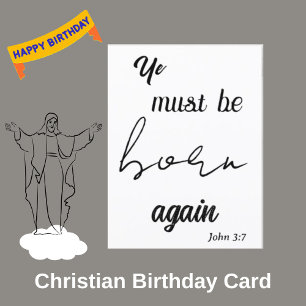 Ja, måste födas på nytt Christian Birthday Vykort