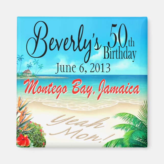 JA MON! Jamaican Beach Party Favor Magnet (Framsidan)