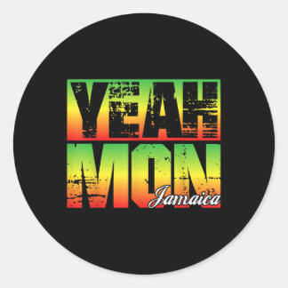 Ja Mon Retro Jamaica Flagga Jamaican Souvenir Funn Runt Klistermärke