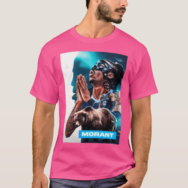 Ja Morant 12 Ansikte Mask Basketball T Shirt (Framsida)