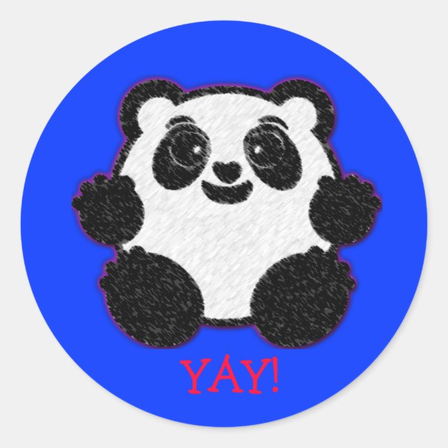 JA! Panda Sticker Runt Klistermärke (Framsida)