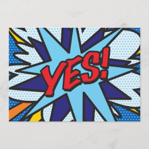JA Rolig Retro Serietidning Pop Art Inbjudningar