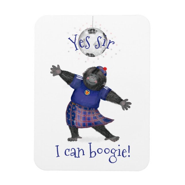 Ja sir, jag kan boogie gorilla fotboll magnet (Vertikal)