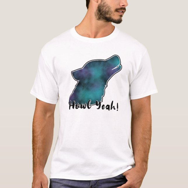 Ja! Space Galaxy Varg Silhouette T Shirt (Framsida)