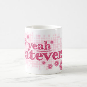 Ja, spelar ingen roll.. röd/rosa text mugg