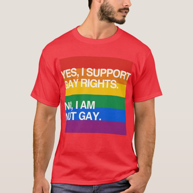 JA STÖTTAR JAG GAY RIGHTS T-SHIRT (Framsida)