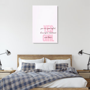 Ja, tjejen du är vacker, Motivational Girl Print Canvastryck