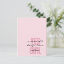 Ja, tjejen du är vacker, Motivational Girl Print Vykort