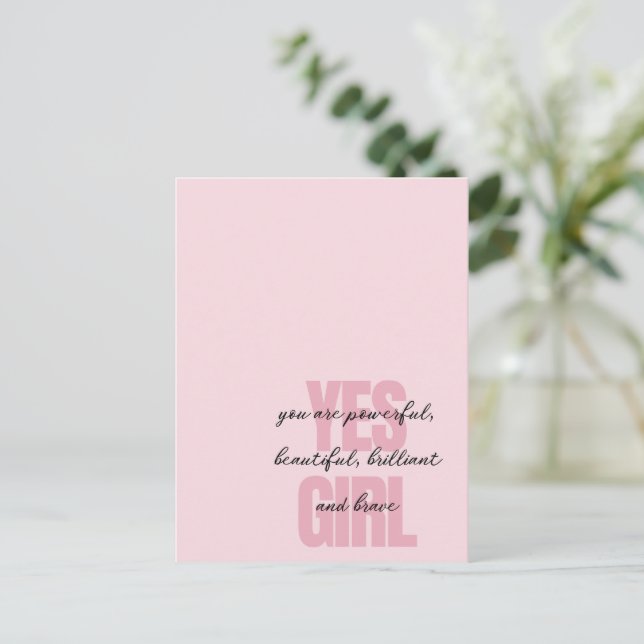 Ja, tjejen du är vacker, Motivational Girl Print Vykort (Stående Fram)