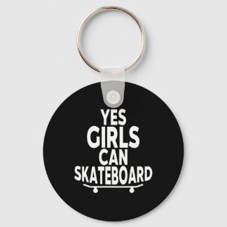 Ja, tjejer kan skateboard - Rolig skateboardåkning Nyckelring