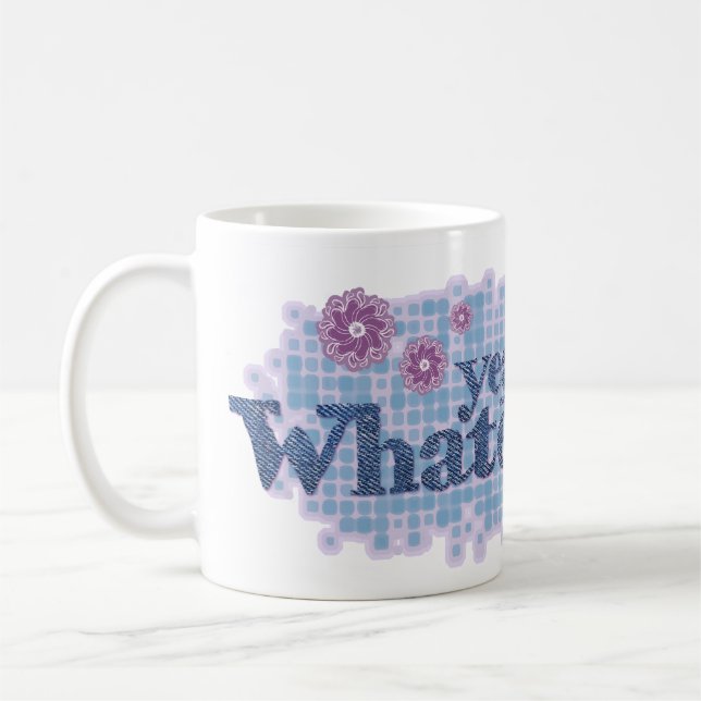 ja, vad som helst... denimblå och rosa mugg (Vänster)