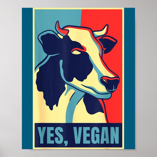 Ja Vegan Ko Obama Hopp Stil Växtbaserad Etisk Poster (Framsidan)