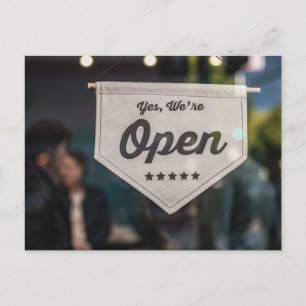 Ja, vi är Open Sign Typography Image Ord Text Vykort