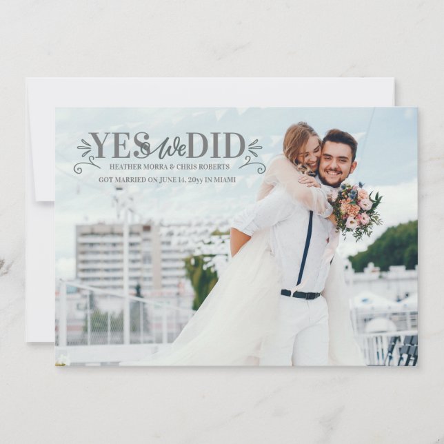 Ja, vi gjorde Photo Bröllop annons Meddelande (Framsida)