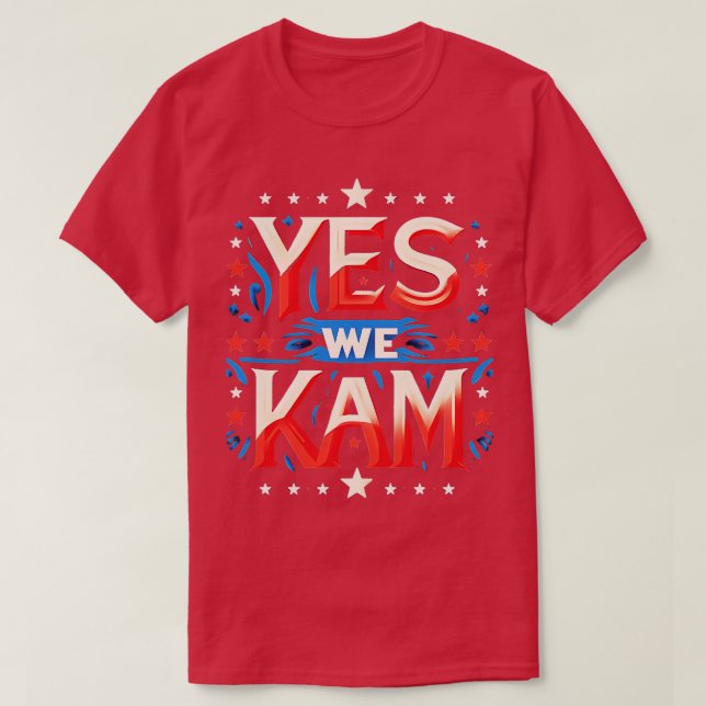 Ja, vi Kam Kamala Hariss Democratic Party T Shirt (Design framsida)