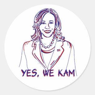 Ja, vi Kam! Kamala Harris 2024 Val Runt Klistermärke