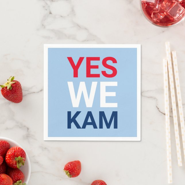 Ja, vi Kam lustig rött vitt blått typografi Pappersservett (Insitu)