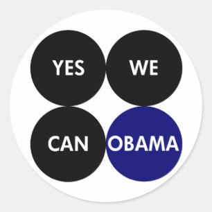 Ja, vi kan: Round Barack Obama Stickers Runt Klistermärke