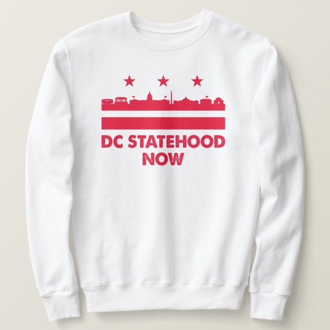 Ja, vi kan Washington Dc-staten nu flagga Lång Ärmad Tröja (Design framsida)
