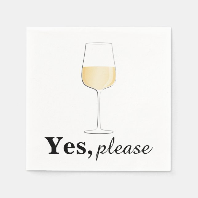 Ja, White Vin - Cocktail Napkin Pappersservett (Framsidan)