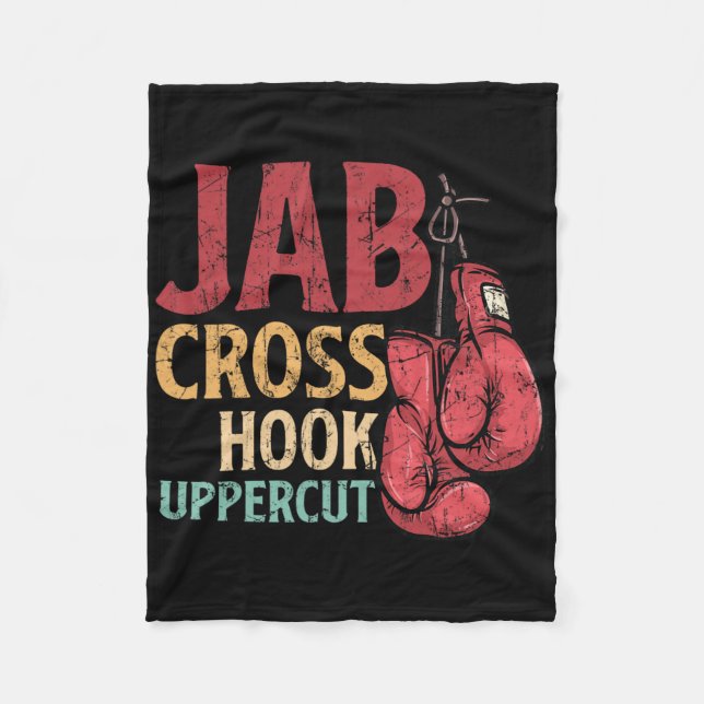 Jab Cross Hook Uppercut Boxare Träning Kickboxning Fleecefilt (Framsidan)