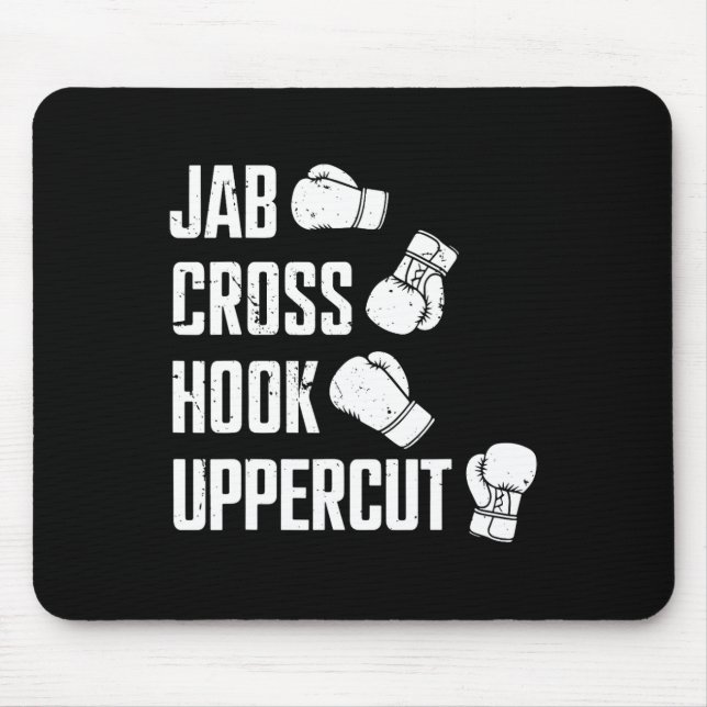 Jab Cross Hook Uppercut Boxare Träning Kickboxning Musmatta (Framsidan)