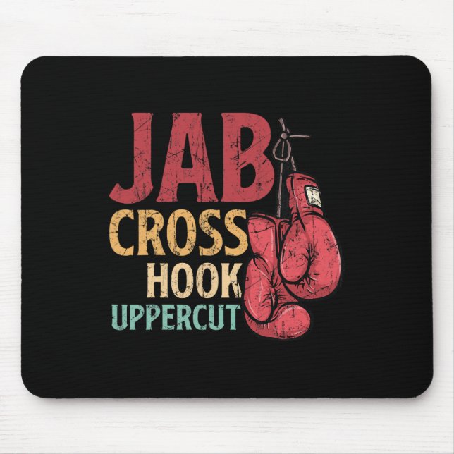 Jab Cross Hook Uppercut Boxare Träning Kickboxning Musmatta (Framsidan)