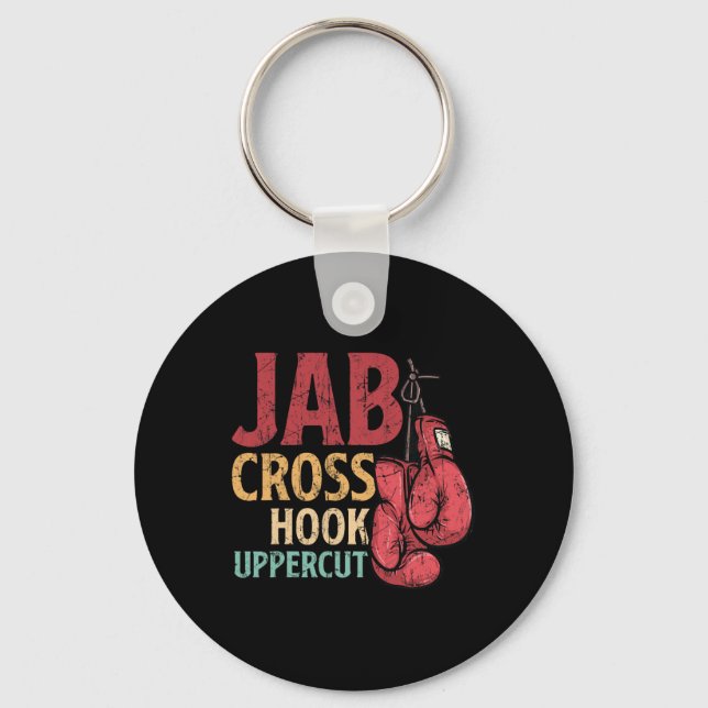 Jab Cross Hook Uppercut Boxare Träning Kickboxning Nyckelring (Framsida)