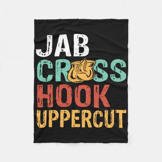 Jab Cross Hook Uppercut Boxare Träning Män Kvinnor Fleecefilt (Framsidan)