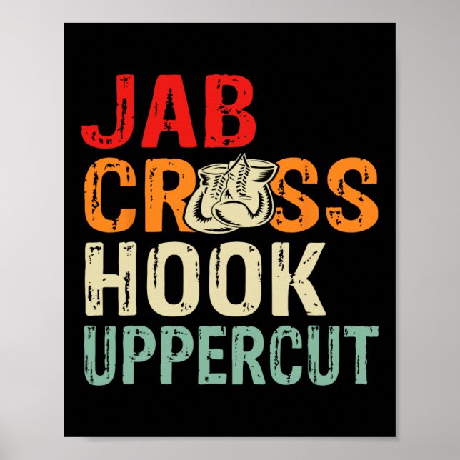 Jab Cross Hook Uppercut Boxare Träning Män Kvinnor Poster (Framsidan)