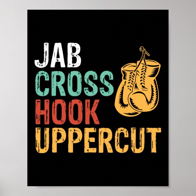 Jab Cross Hook Uppercut Boxare Träning Män Kvinnor Poster (Framsidan)