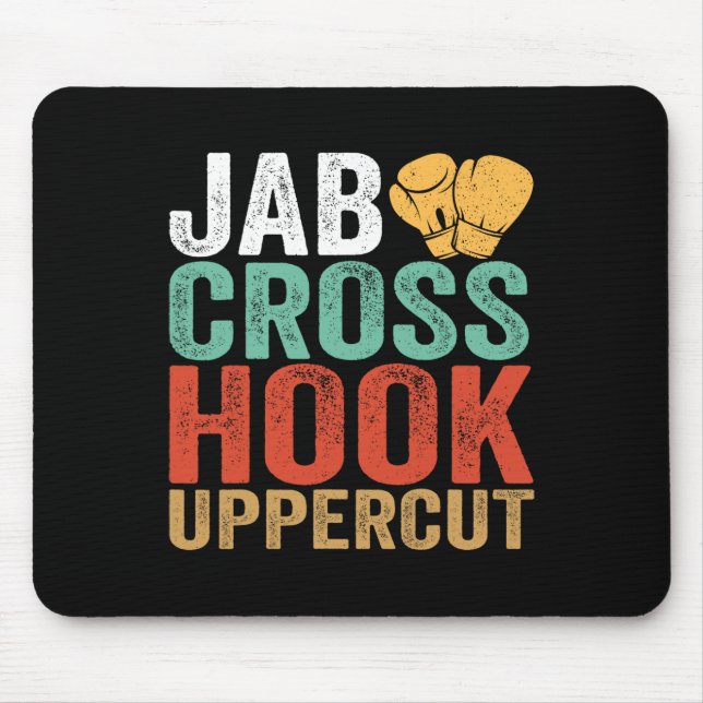 Jab Cross Hook Uppercut Boxare Träning Rolig Kickb Musmatta (Framsidan)