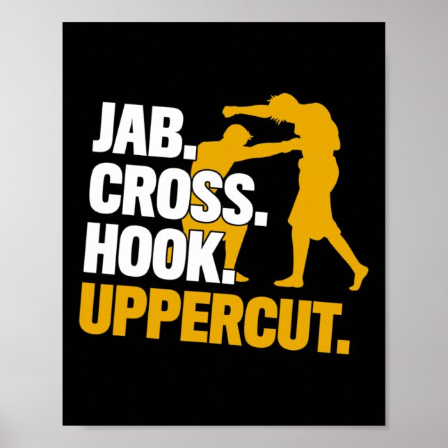 Jab Cross Hook Uppercut Boxning Kickboxning Presen Poster (Framsidan)