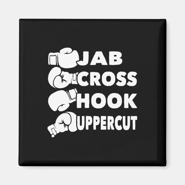 Jab Cross Hook Uppercut - Boxningsälskare Gym Boxa Magnet (Framsidan)