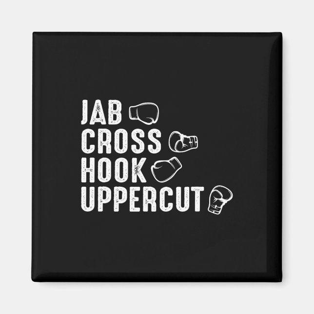 Jab Cross Hook Uppercut Boxningshandskor Boxare  Magnet (Framsidan)