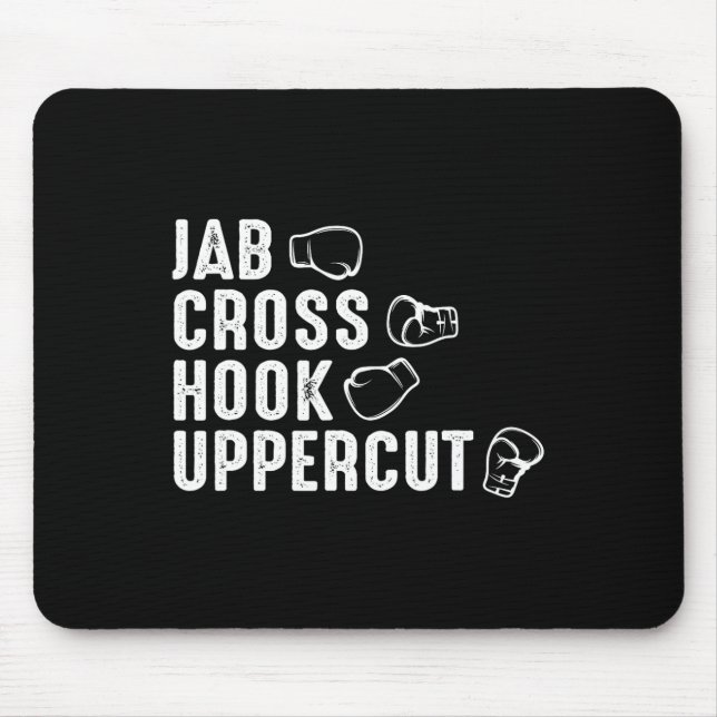 Jab Cross Hook Uppercut Boxningshandskor Boxare  Musmatta (Framsidan)